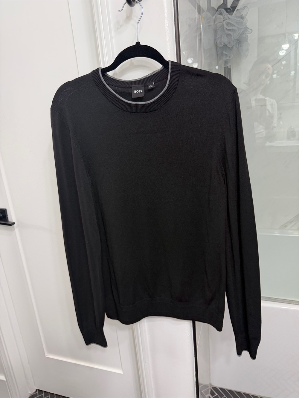 BOSS Black Crewneck Sweater with Contrast Trim